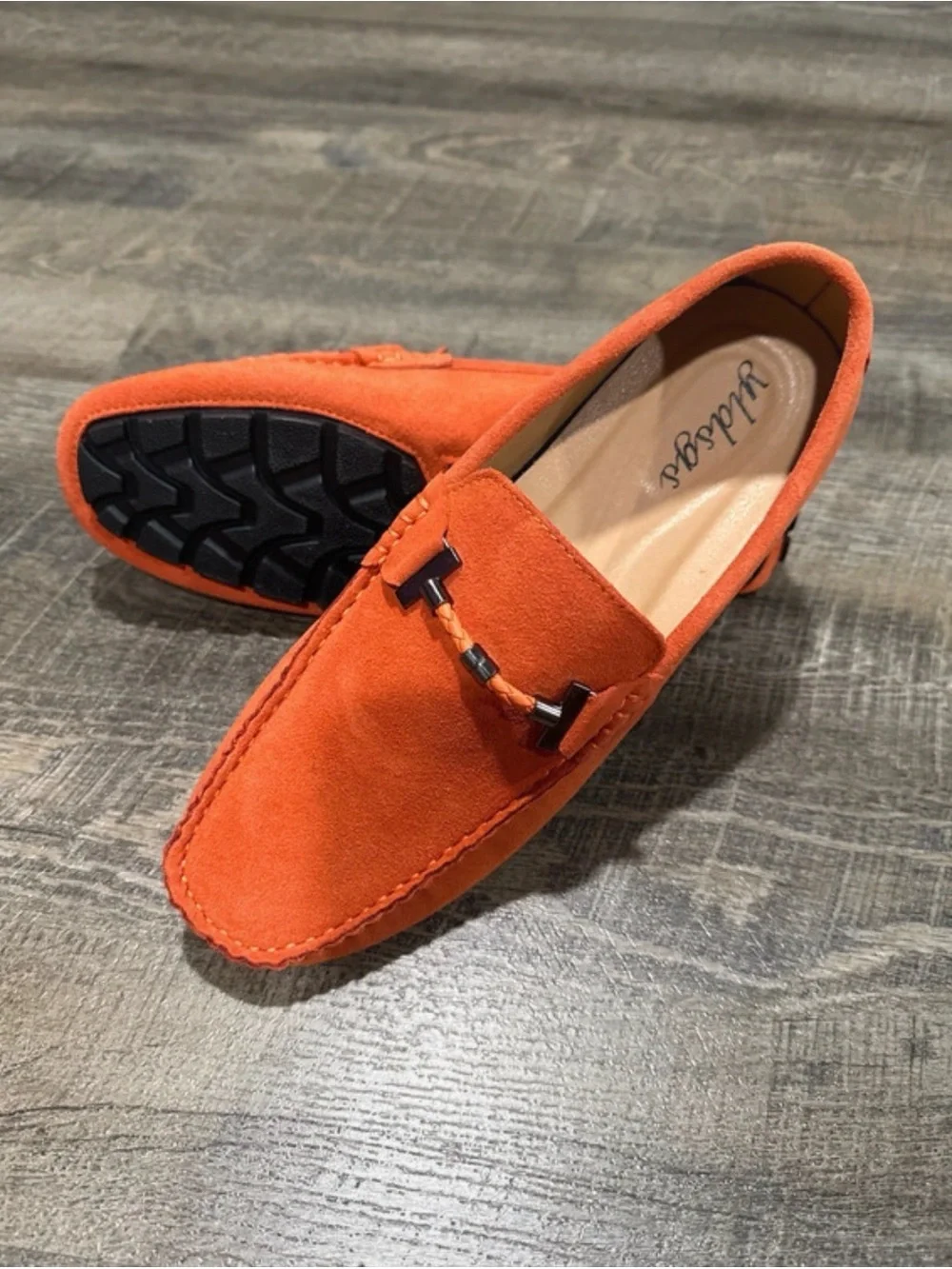 Men’s Orange Suede Bit Loafers
